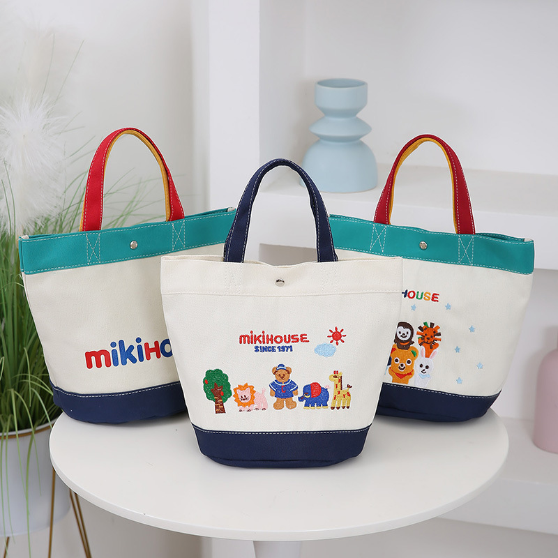 Japanese Luxury Bag Style Cartoon Embroidered Canvas Free Shipping Tote Bag New Casual Letter Large Capacity Mommy Bag Trendy Large Capacity Designer 