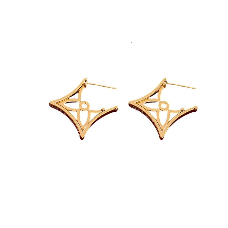 Luxury Brand Designer Jewelry 18K Real Gold Plated Silver Needle Zircon Asymmetric Earrings Ins Retro High-End Sense Stud Earrings Niche Light Luxury 