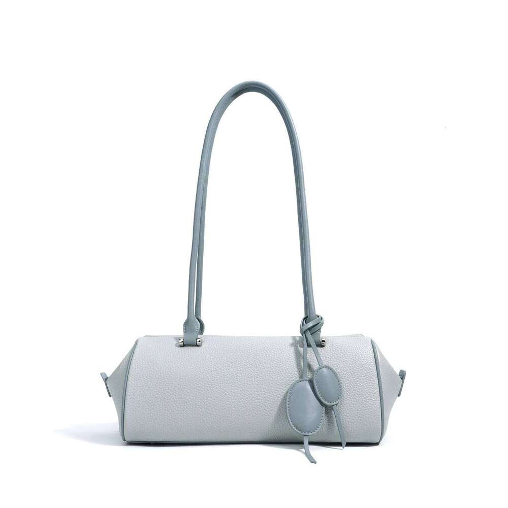 Light Genuine Leather Shoulder Bags For Women Classic Solid Color Lady Commuter Underarm Bag With Pendant