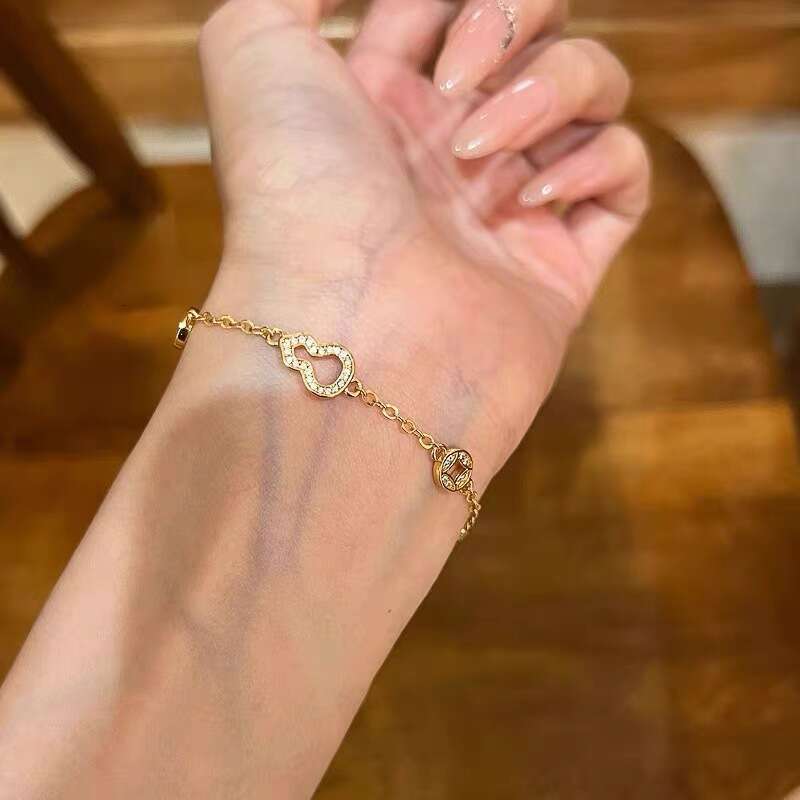 Fortune and Prosperity ~ Chinese Style Gold-Plated Gourd Copper Coin Bracelet for Women, Light , Niche, Exquisite 2025 New Hand Jewelry