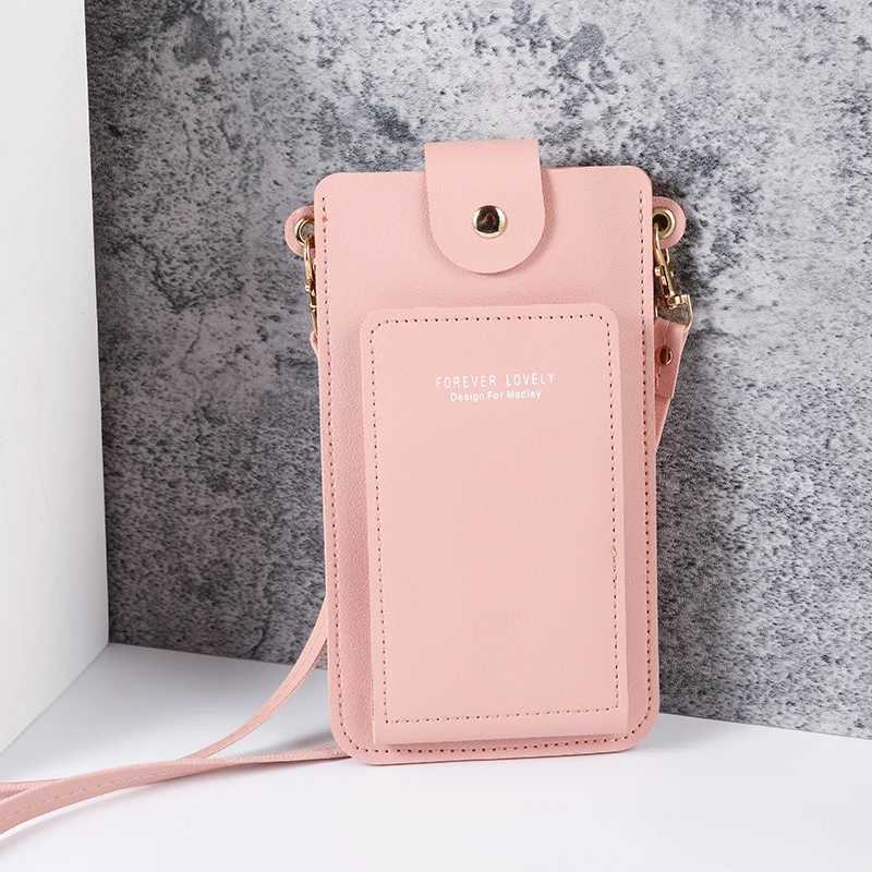 2024 new solid color fashion simple shoulder bag slung mobile phone bag womens drivers license card wallet Z250911