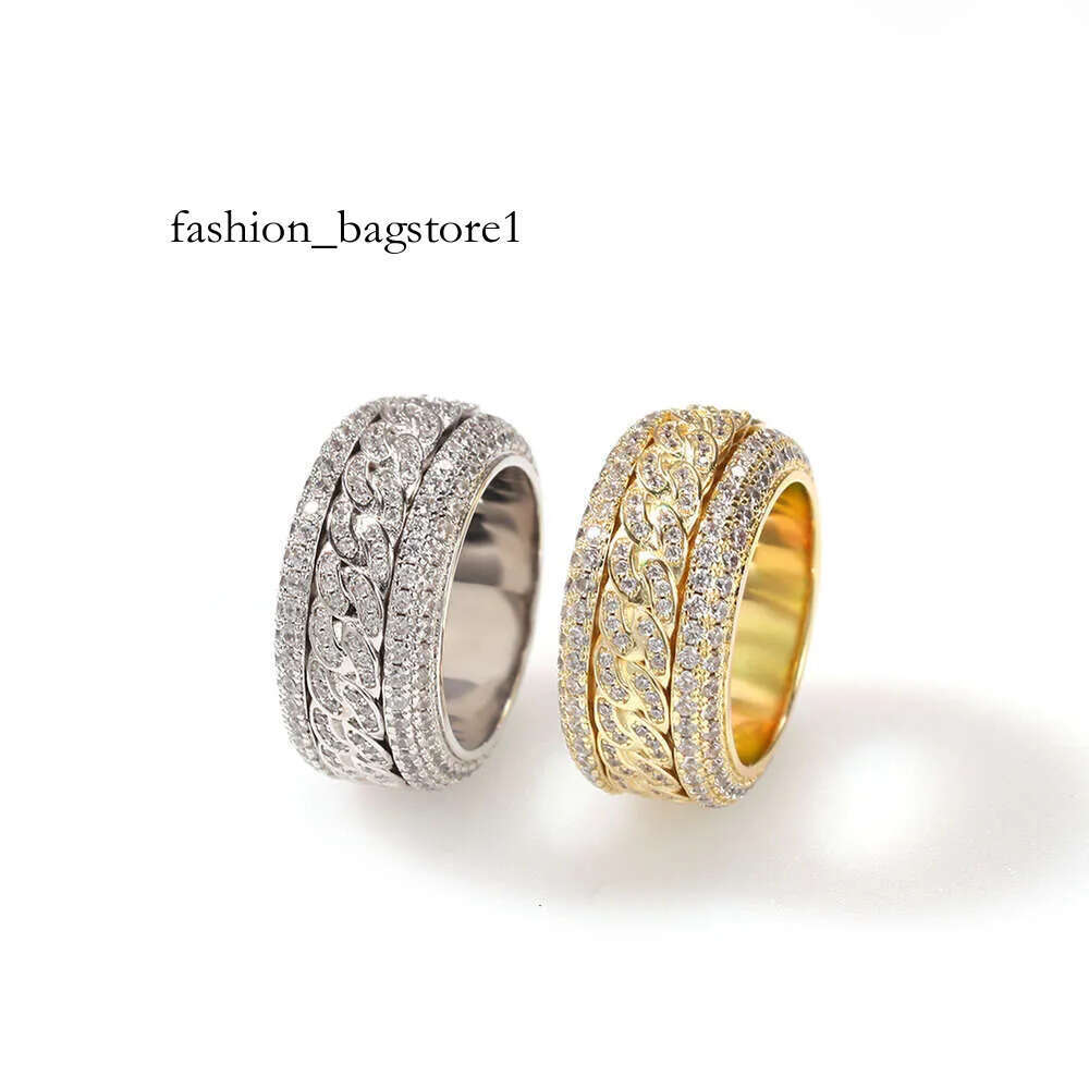 Hip Hop Rotable Cuban Gold Fashion Personality Trendy Ring moissanite dia gold sterling sier cuban women ring