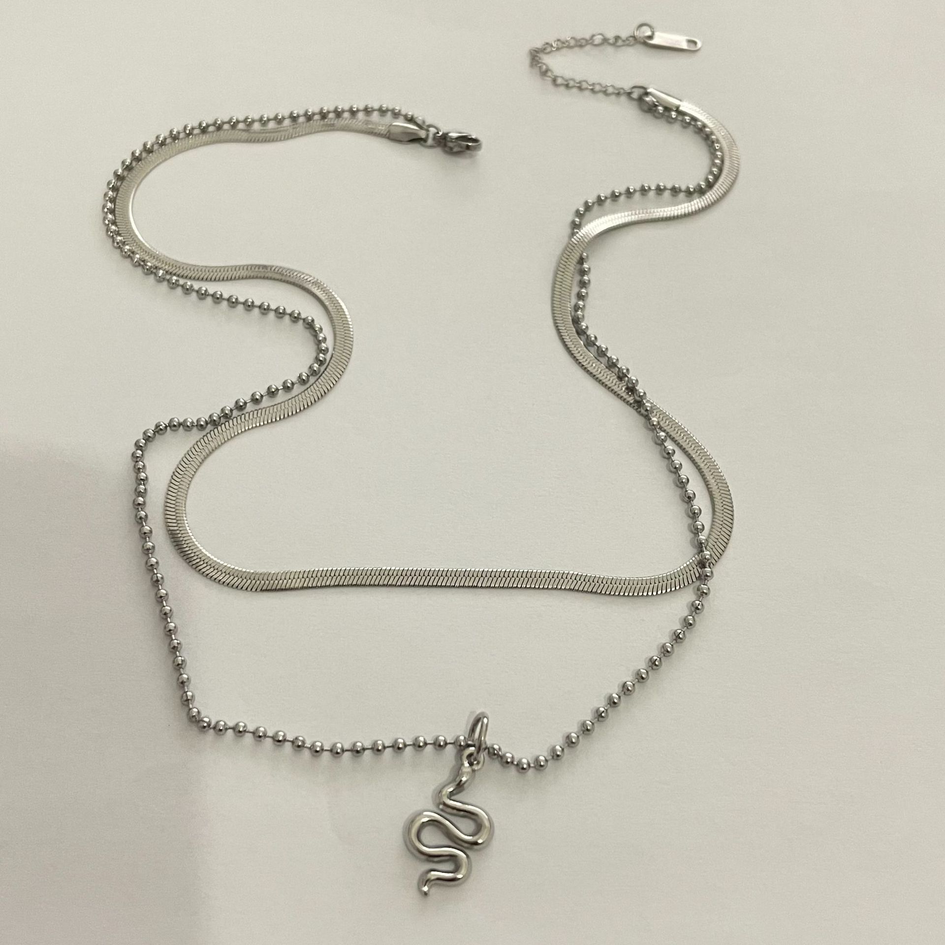 Accessories Layered Double Titanium Steel Necklace For Women Heart Bone Snake Year Sweater Chain Light High-End Feel