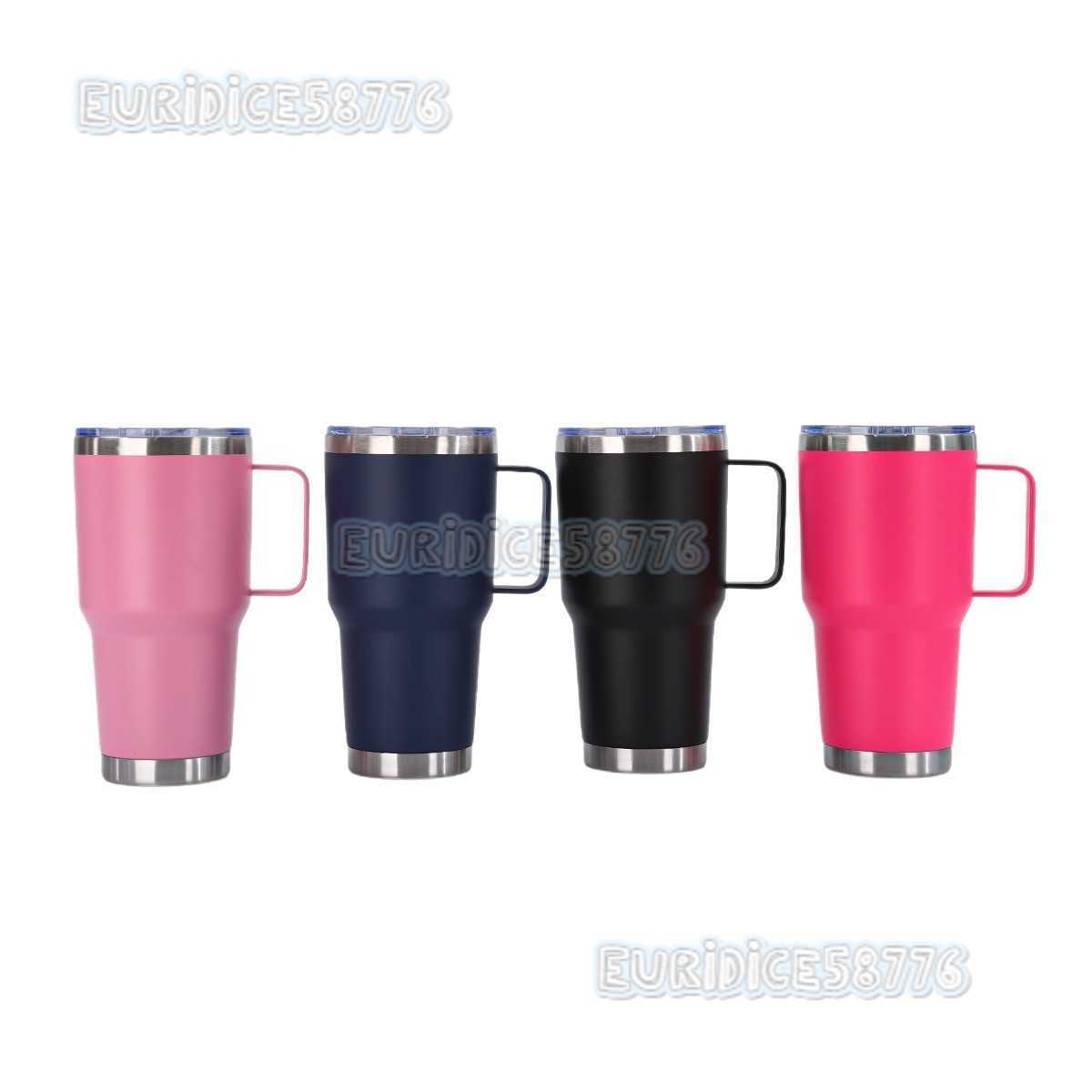 Handle Car Cup 304 Stainless Steel Doublelayer Insulated Cup Large Capacity Car Ice Cup H250911