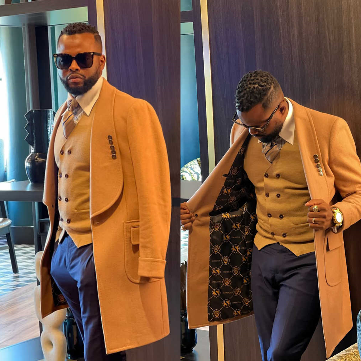 Handsome Wool Blend 1 Pieces Men Long Coat Shawl Lapel Single Breasted Jacket Tuxedos Customized Business Wear