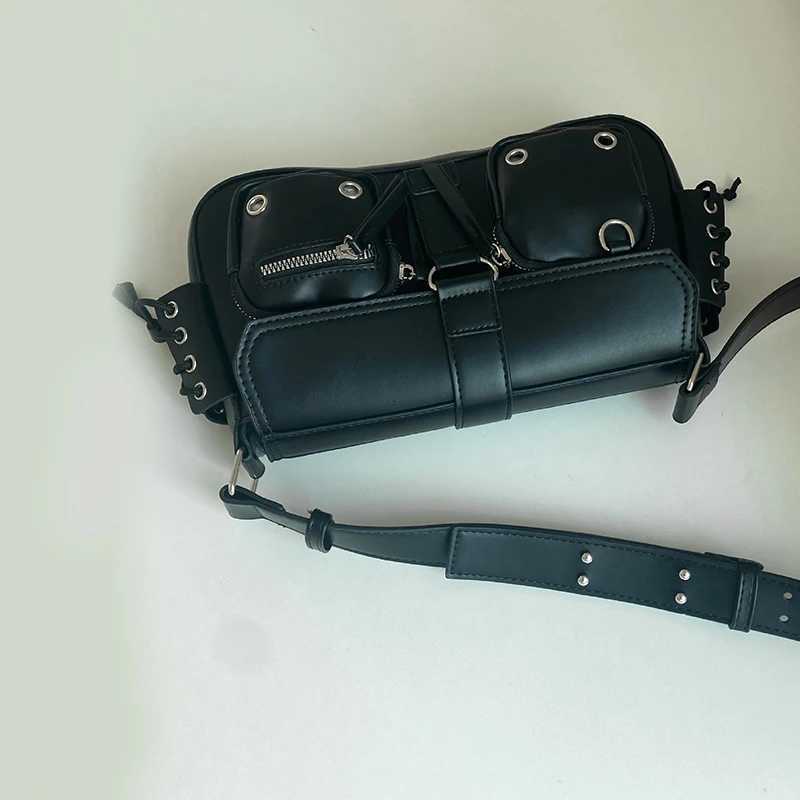 Y2K Korean Women Harajuku Vintage Gothic Black Hand Bag Aesthetic Elegant Punk Wallet Purse Handbags Shoulder Trend Tote Bags Z250911