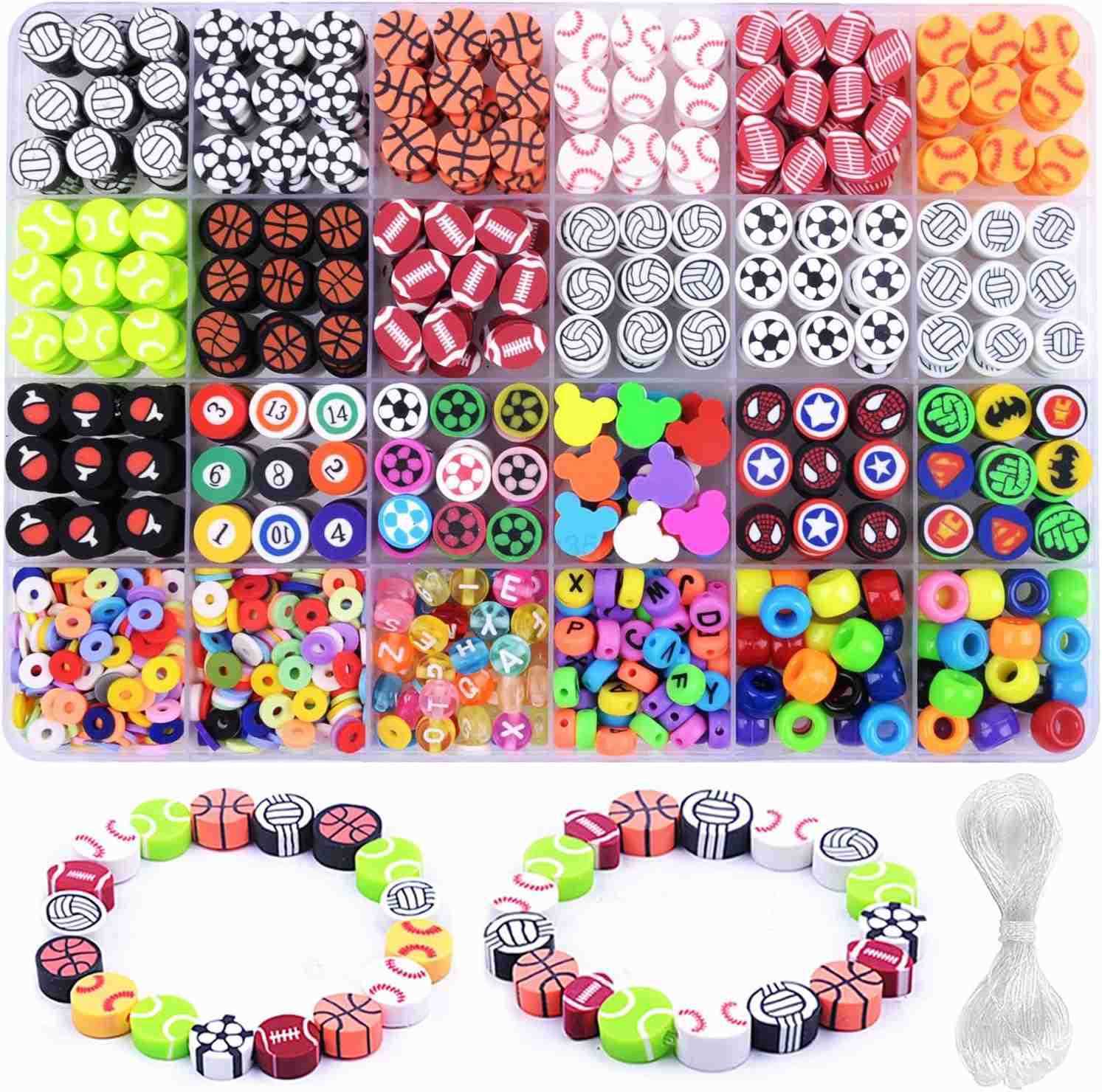 2088pcs Halloween Polymer Clay Beads Making kit 24 Style Cute Fun Beads Skull Pumpkin Beads Charms for Jewelry Necklace Earring Making DIY Accessories