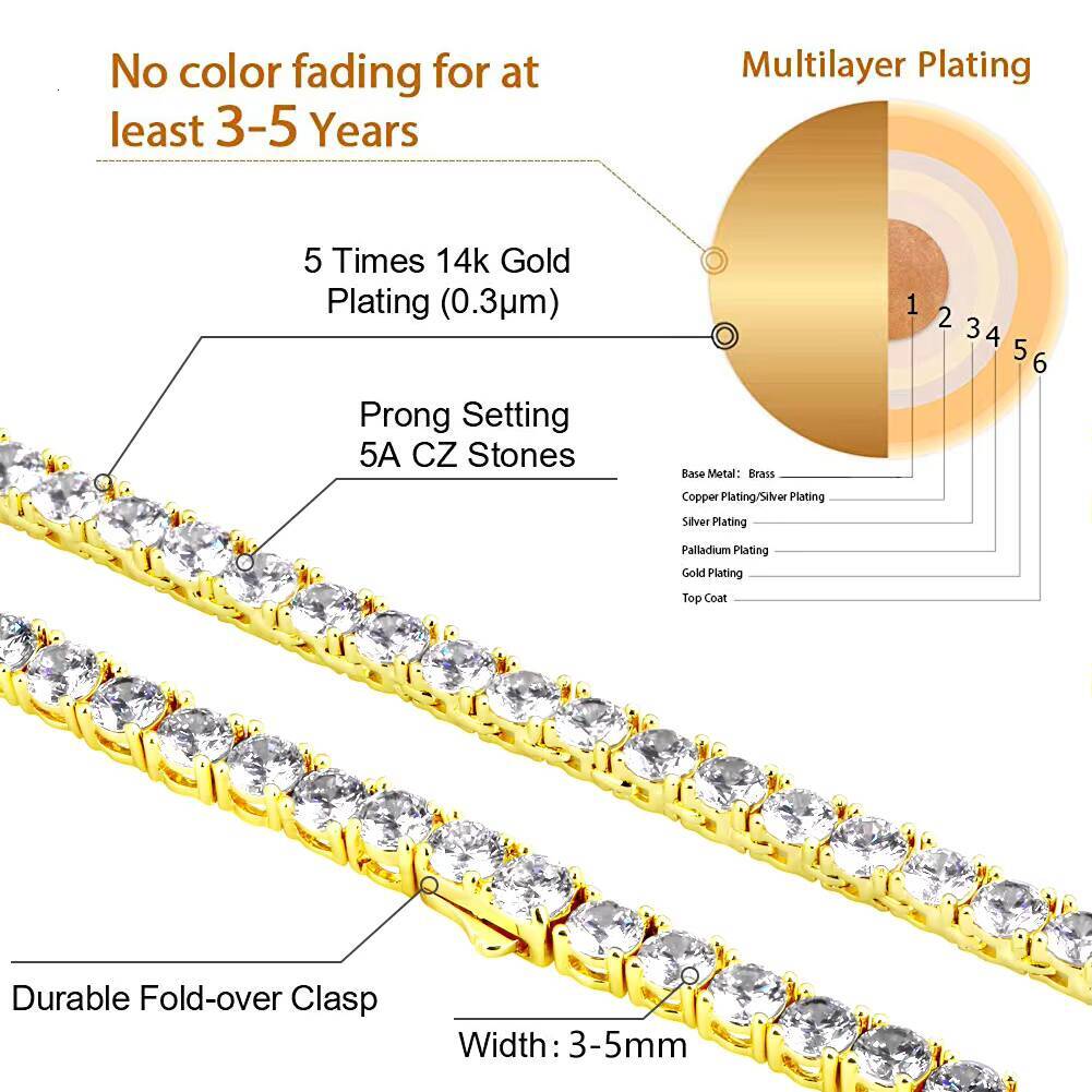 Wholesale 14K White Gold Plated 5A CZ Tennis Chain Bracelet Women Mens Jewelry Iced Out Moissanite Diamond Tennis Bracelet