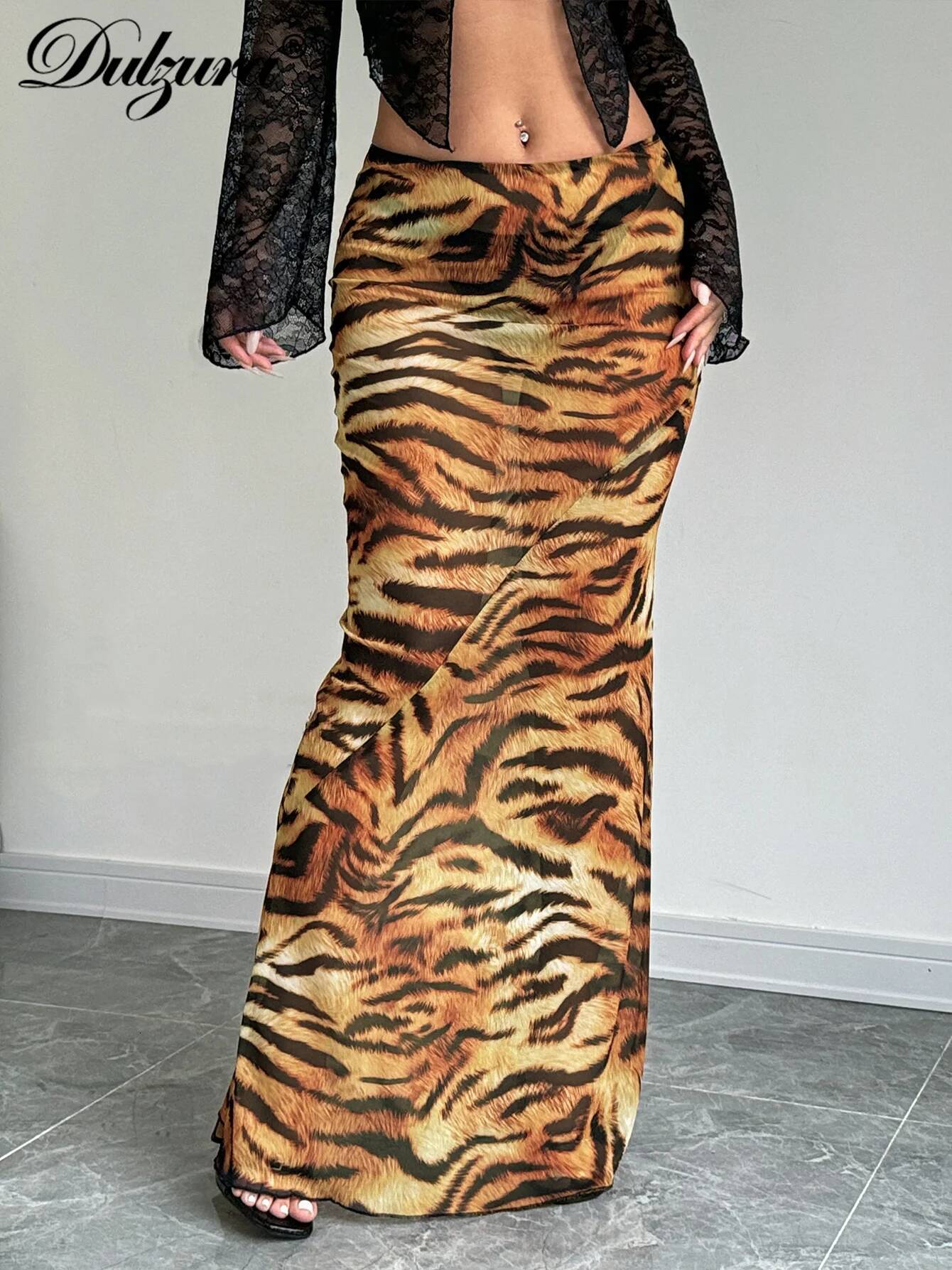 Dulzura Sexy Elegant Skirt Leopard Printed Maxi Women Skirts 2024 Lady Y2K Clothes Office Club Party Casual Streetwear Wholesale dongdumaoyi
