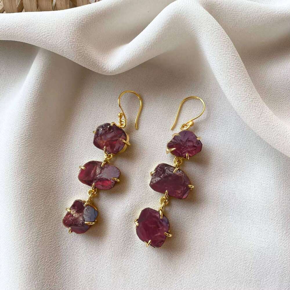 Sterling Sier Women's Handmade Drop Dangle Earrings Raw Rainbow Moonstone Gemstone Prong Setting Wholesale Moissanite