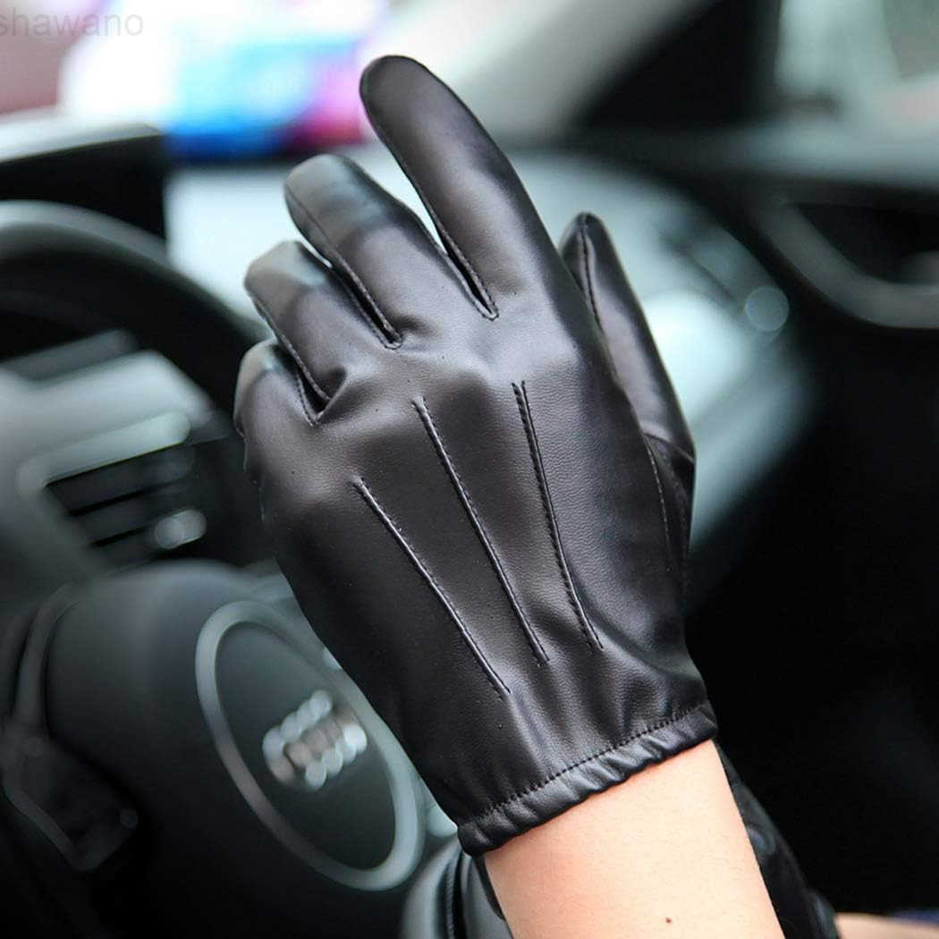 Long Keeper Men Leather Touchscreen Gloves Winter Driving Warm Wrist GlovesW250911