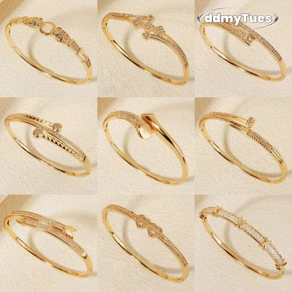 Gold Plated Bracelet Women, Elegant Open Bangle, Cubic Zirconia Cuff, Fashion Jewelry for Wedding & Daily Wear TUES
