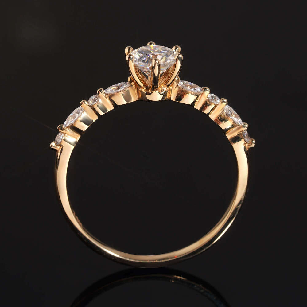 Fine Jewelry 0.54ct 14k Solid Gold Womens GRA Certified Engagement Moissanite Dia Wedding Rings