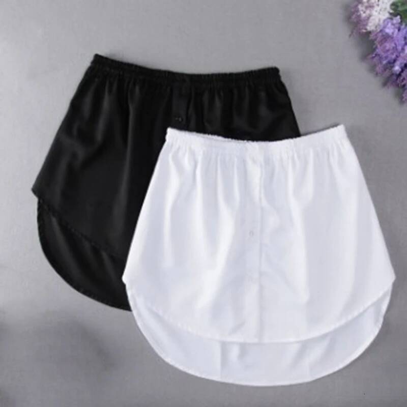 Women Girls Shirt Blouse Extender Adjustable Layering Faux Top Lower Sweep Mini Skirt False Hemline Splitting Underskirt dongdumaoyi