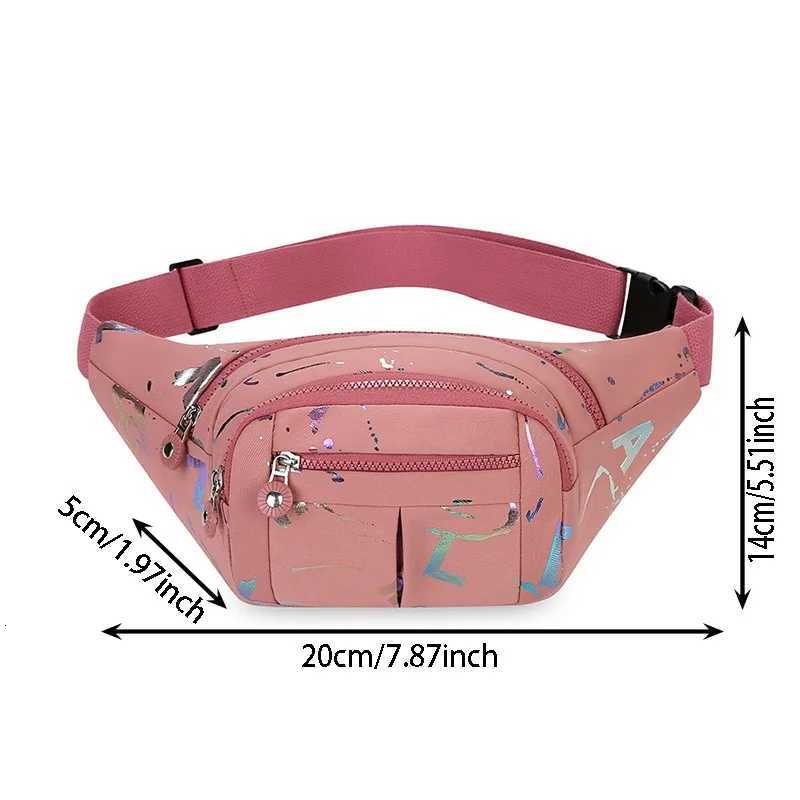 Casual Trendy Waist Bag Women Lightweight Oxford Fabric Print Stitching MultiPocket Fanny Pack Daily Commute Bags Z250911