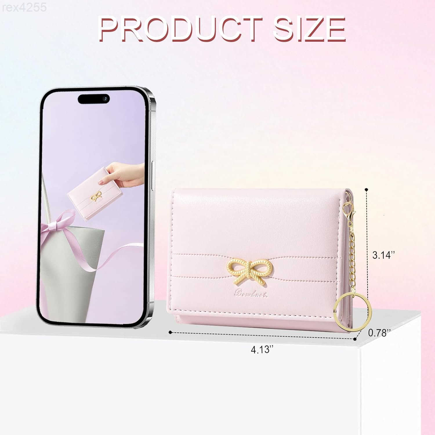 Fashion Cute Coquette Bow Wallet with Keychain Aesthetic Card Holder ID Window for Women Girls PINKW250911