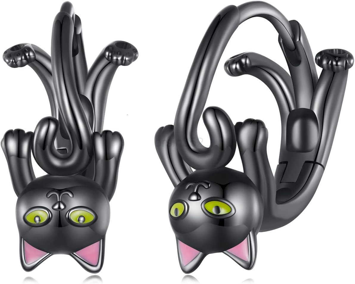 Sterling Silver Earrings VOROCO Cubic Zirconia White Gold Plated Colorful Huggie Small Hoop Earrings Cute Butterfly Cat Hypoallergenic Earring For Wom