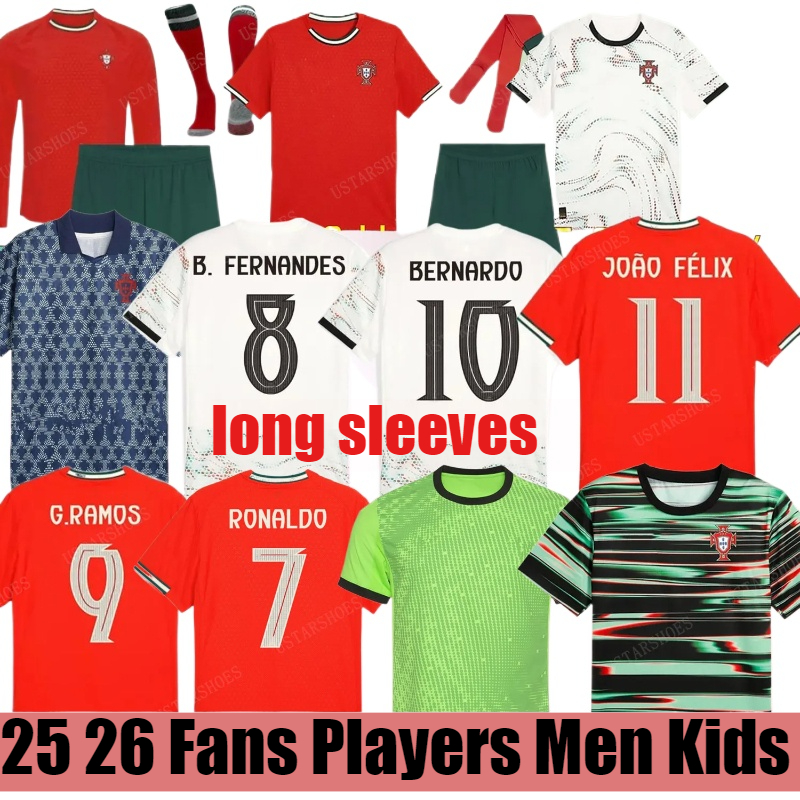 Portugal Soccer Jerseys 2025 2026 Portuguesa RoNalDo Jerseys JOAO FELIX BERNARDO B. FERNANDES PEPE 25 26 Portugal Football Shirt Team Men Kids Kit