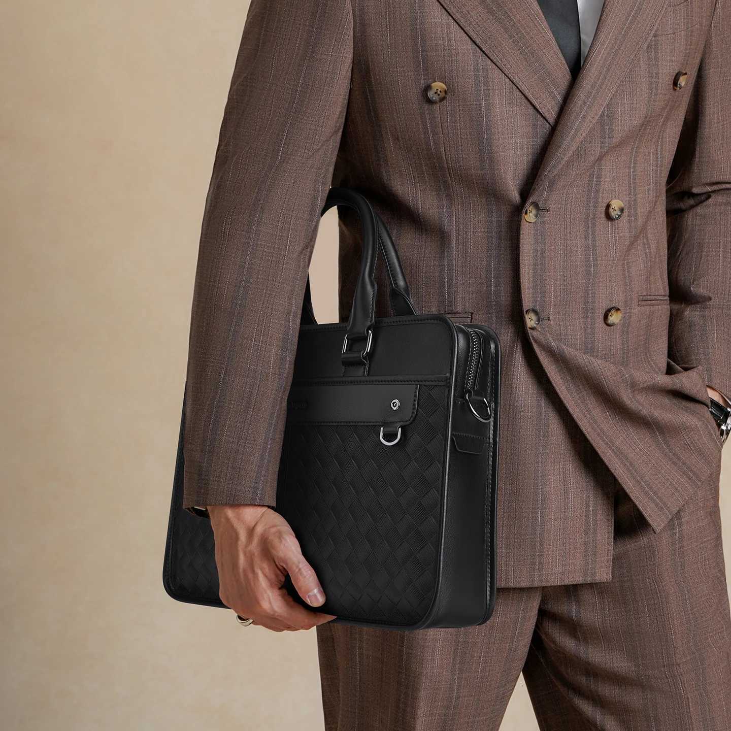 Mens leather briefcase fashionable business backpack personalized laptop bag Z250906