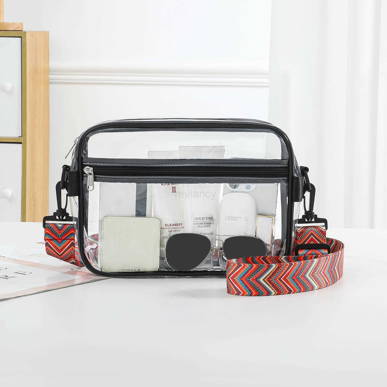 Clear Bag Stadium Approved Crossbody Shoulder Messenger Clear Purse with Adjustable StrapW250911