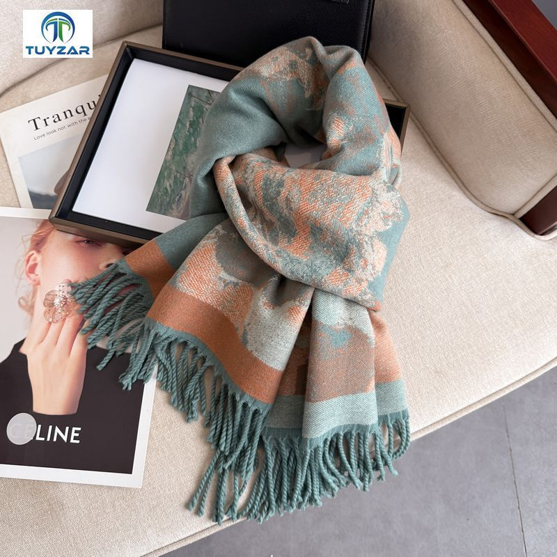 Free shipping Designer Scarves fashion light luxury double-sided scarf for women autumn and winter new style elegant thick warm soft long scarf shawl