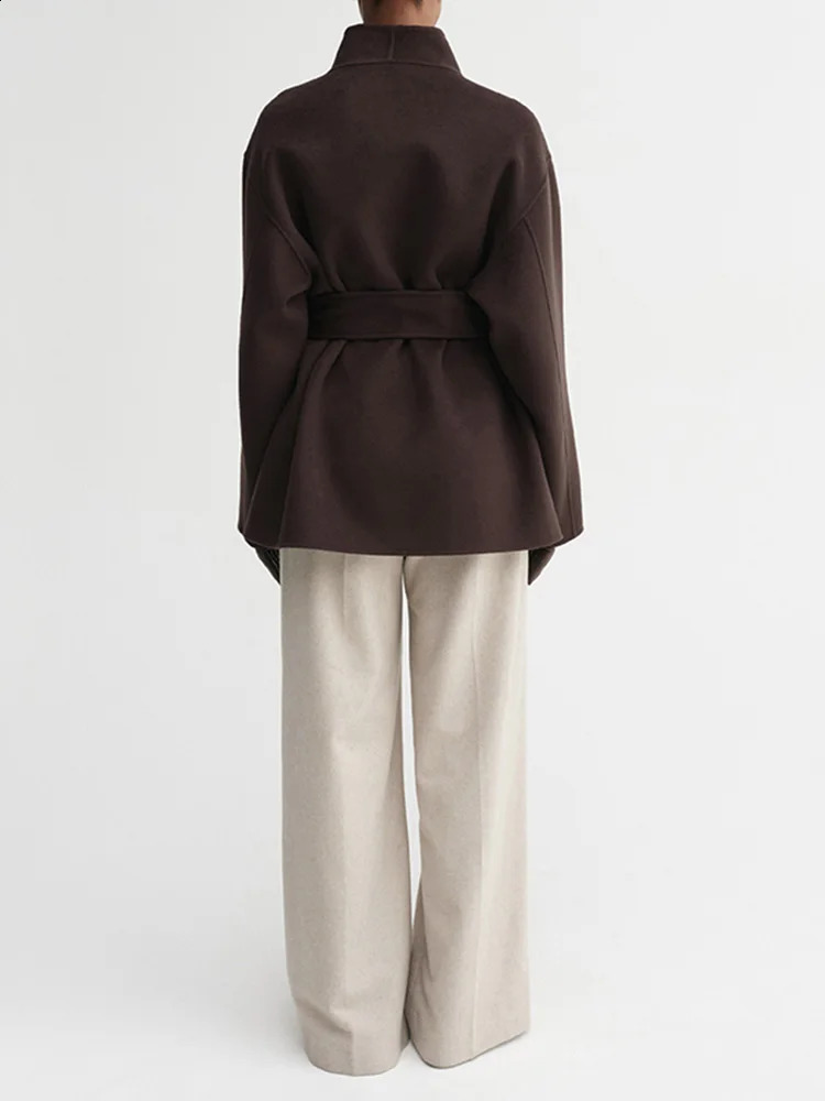 Womens Fashion Solid Coat Cardigan With Belt Casual Loose VNeck Long Sleeve Lace Up Jackets Autumn Lady Outerwears 250911