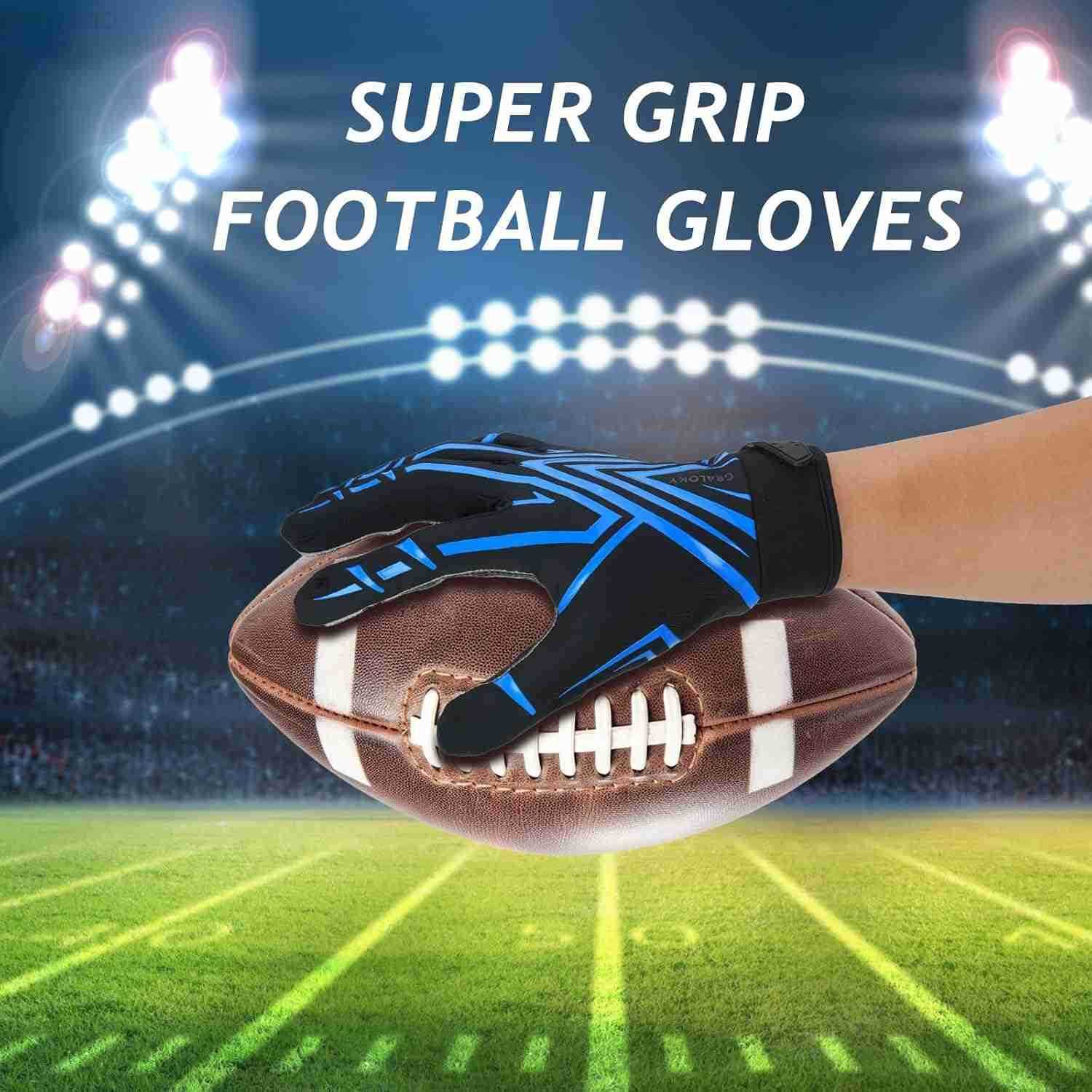 Football Gloves Men Women Boys Youth Football Gloves Ultra Sticky Silicone Palm Tacky Grip Gloves Youth Adult Enhanced Performance Receiver GloveW2509