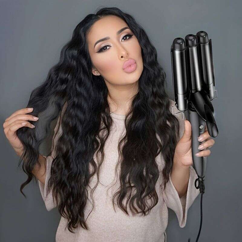 25Mm Three-Tube Egg Roll Curling Rod With Two Temperature Controls, Fast Heating Portable Curler For Wavy Hair