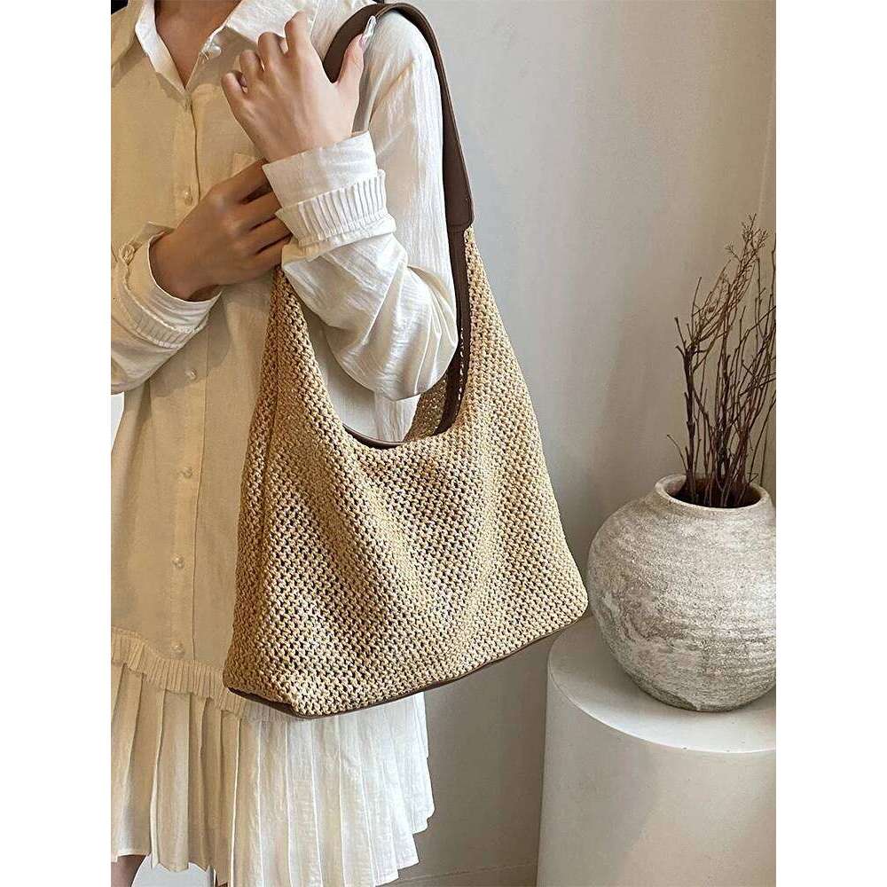 Beach Sand Hollow Out Woven Large Capaci St Tote Women's 2025 New Single Oulder Bag Korean Sle Casual Handbag