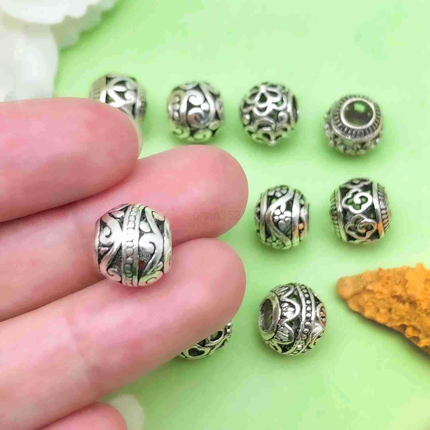 70pcs Alloy antique silver hollow large hole bead set series Pendant Jewelry Making DIY Keychain Earrings Pendant Various Design Charms for Jewelry Ma
