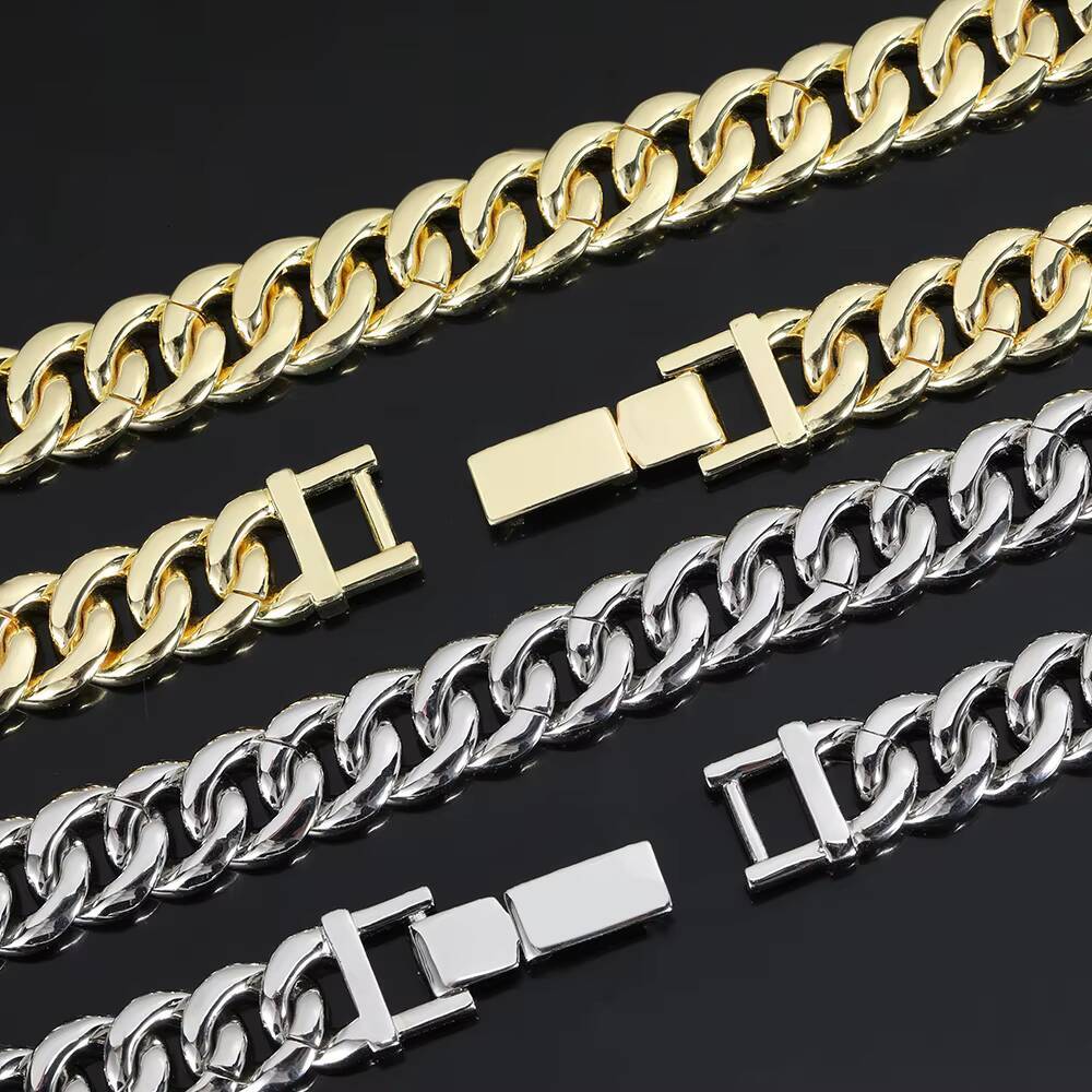 Nuoya Custom Hip Hop Necklace 18K Gold Plated Two Row CZ Diamond Cuban Chain Miami Iced Out Jewelry for Women
