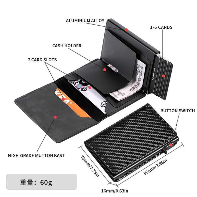 Fashion Metal Aluminum Leather ID Card Holder MultiFunction Designer Bank Card Men Wallet Business PopUp Cardholder Women W250911