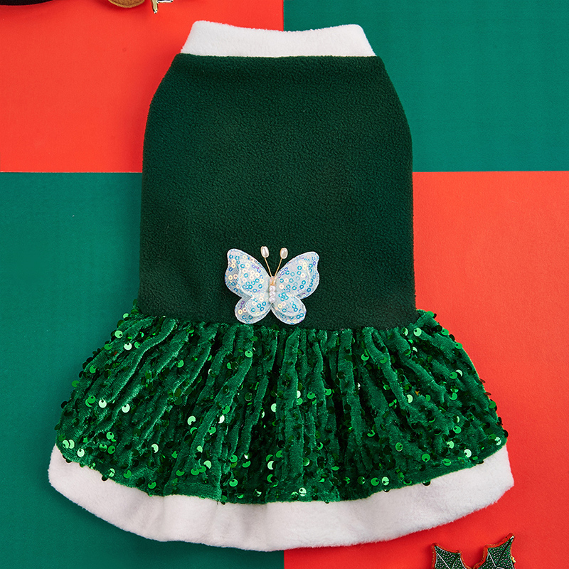 Fall Fashion Collection Green Christmas Attire Designed Exclusively for Cats and Dogs