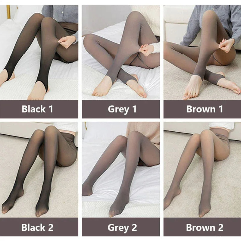 Thicken Polar Stockings Winter Warm Leggings WomenS Fleece Lined Tights Skin Effect Pantyhose Translucent Wool Sock Pants 250911