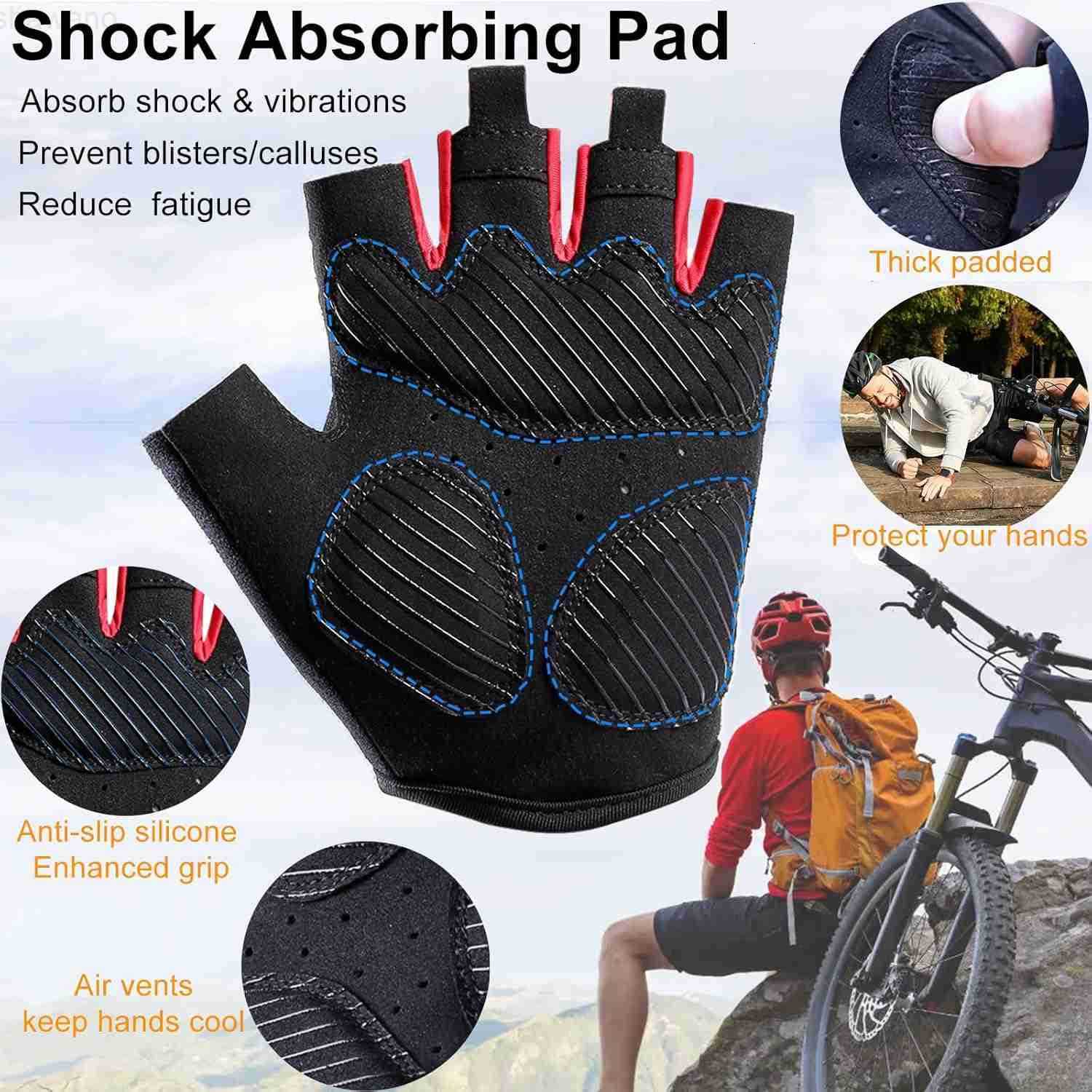Cycling Gloves for Men Women Padded Half Finger Road Mountain Bike Gloves ShockAbsorbing AntiSlip Breathable Sports Gloves for Bicycle Riding Motorcyc