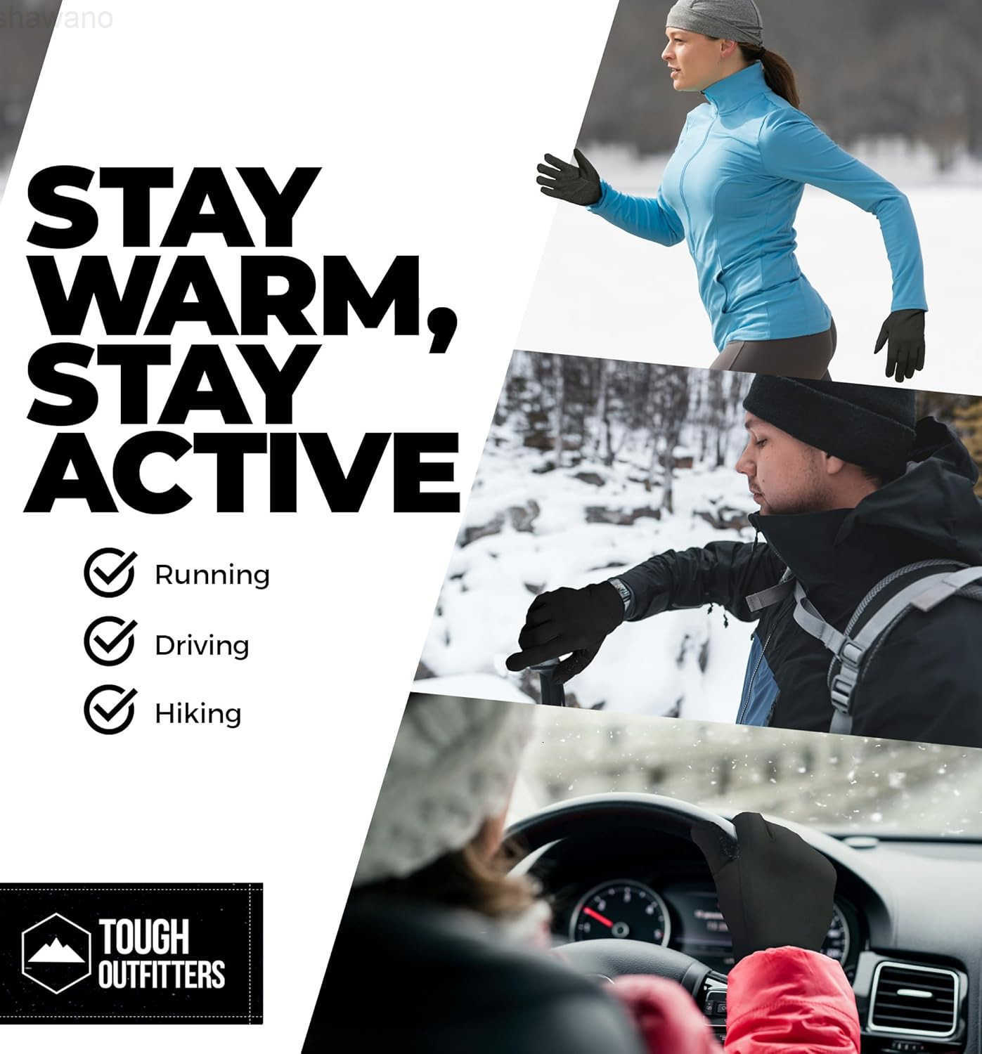 Outdoors Running Gloves for Men Women Winter Liners Touchscreen Lightweight Hiking GlovesW250911