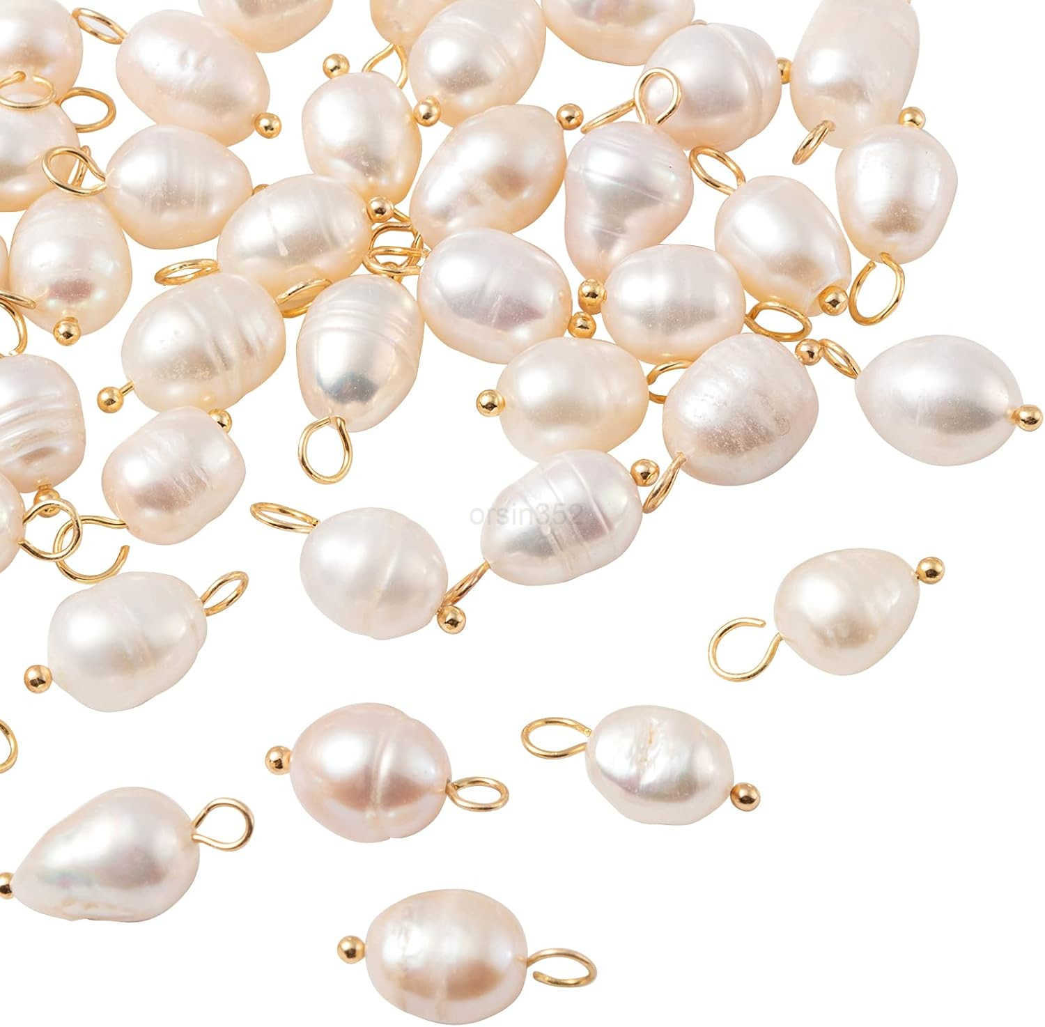 100 Pcs Natural Pink Cultured Freshwater Pearl Charms Bulk for Jewelry Making Earrings Necklace DIY CraftW250911