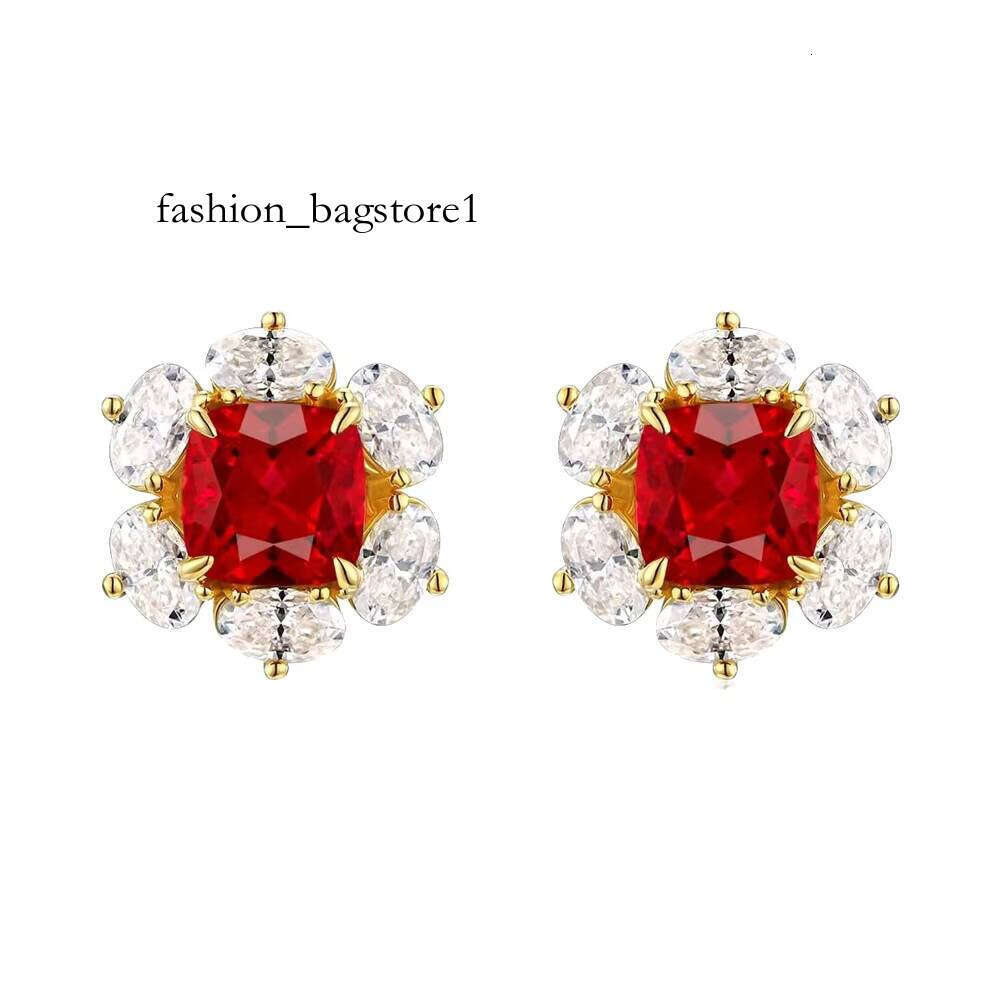 Vintage Sterling Sier Lab Grown Ruby January Birthstone Stud Moissanite Earrings for Women Rhodium Plated Anniversary