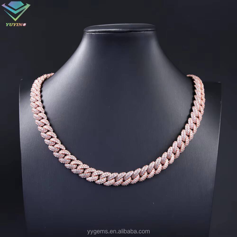 RTS Ice Out Cuban Link Chain 613mm VVS Diamond Moissnaite Chain S925 Silver Gold Plated Hip Hop Fine Jewelry Necklaces