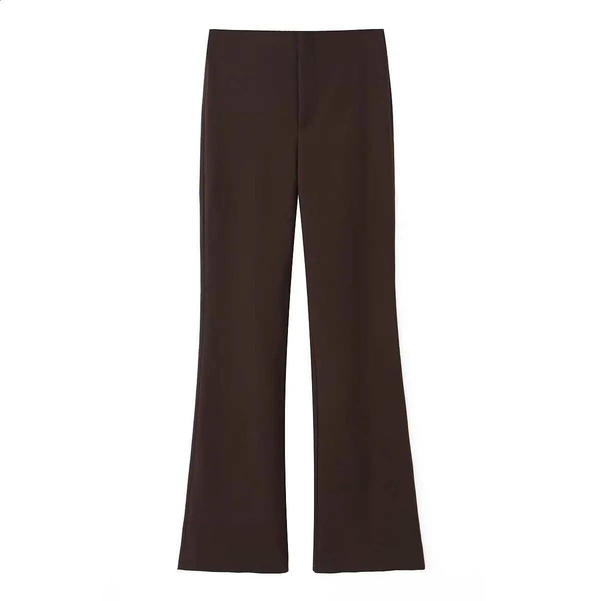 TRAF Women Autumn Fashion Tricolor Flared Pants Retro High Waist Chic Zipper Joker Trousers Mujer 250911