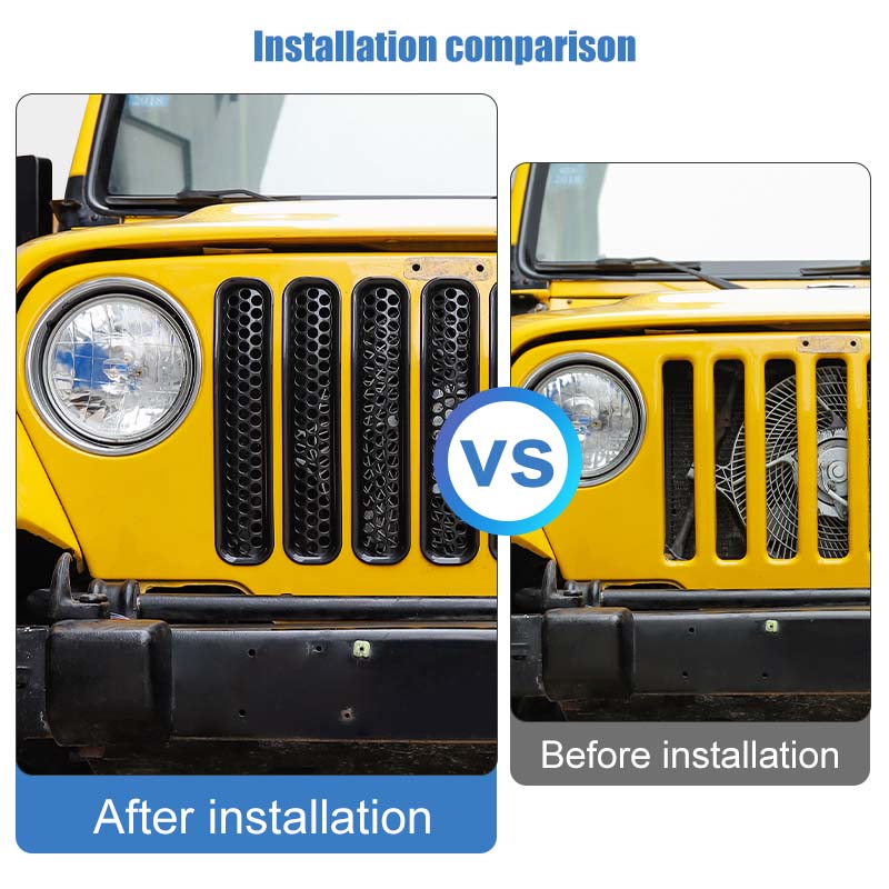 ABS Black Car Front Grille Trim Ring For Jeep Wrangler TJ 1997-2006 External Decorative Accessories