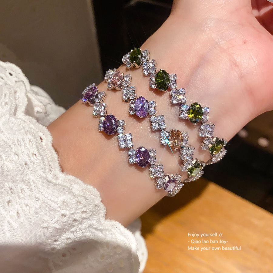 Silver - Toned Bracelet With Sparkly Mixed - Cut Crystals, Delicate Chain Design Glamorous Daily & Elegant Jewelry Gift For Her High - Quality And Shi