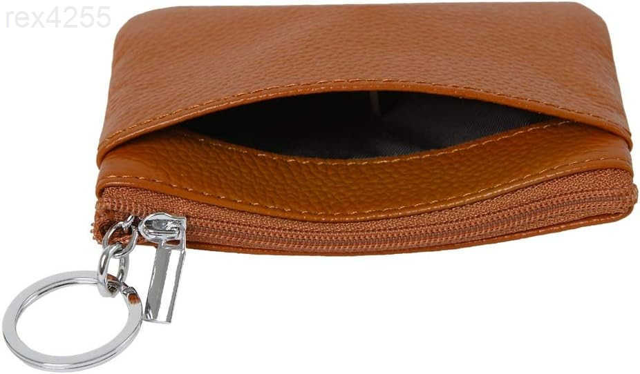 Womens Genuine Leather Coin Purse Mini Pouch Change Wallet with KeychainW250910