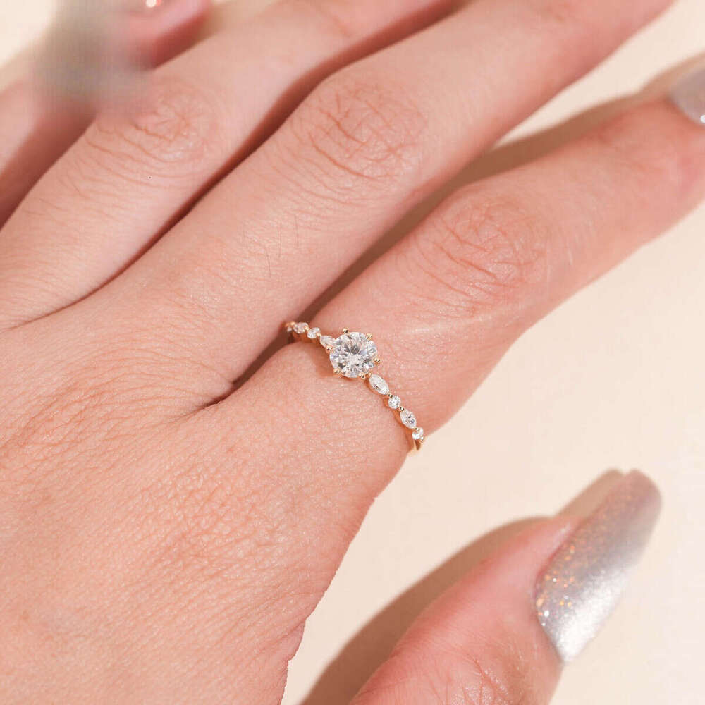 Fine Jewelry 0.54ct 14k Solid Gold Womens GRA Certified Engagement Moissanite Dia Wedding Rings