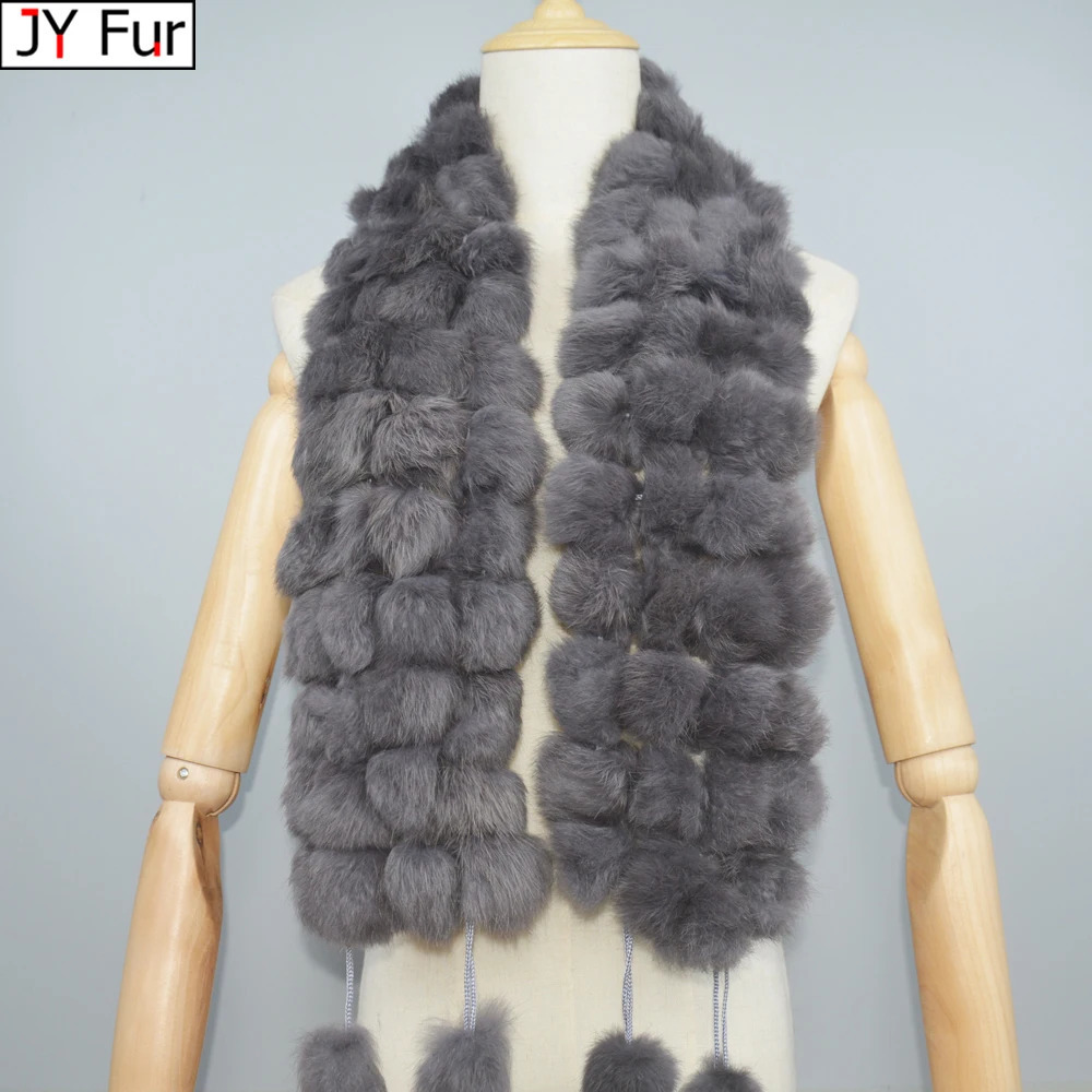 2025 Winter Women Genuine Fur Scarf Real Rex Rabbit fur Balls Scarves Russian Cute Female Fashion Warm Fur Scarf Colourful 250909