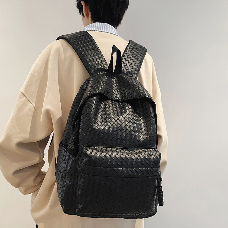 Luxury Bag TB BHULAMTE Designer Bag Men's New Versatile Backpack For Students Casual Laptop Backpack Woven PU Leather Trendy And High-end Travel Bag