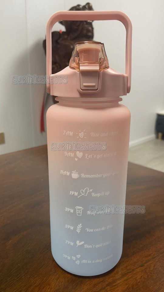 New Gradient Large Capacity Frosted Water Cup Straw Cup Outdoor Sports Kettle H250911