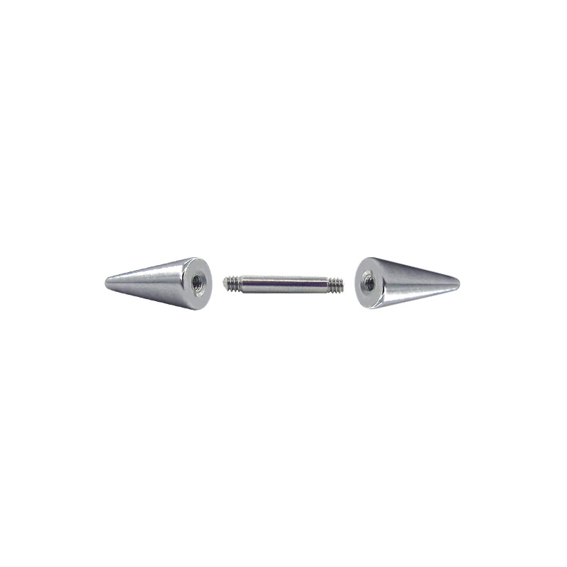 Stainless Steel Double Pointed Ear Studs, Tapered Barbell Earrings, Demon Style Cartilage Ear Studs, Body Piercing Jewelry