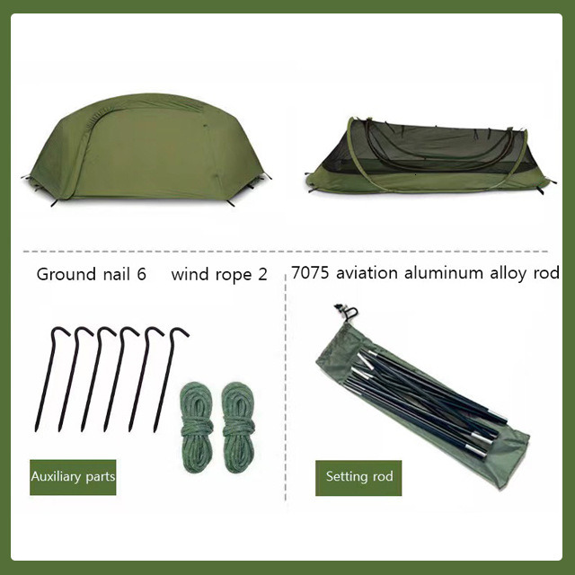 Outdoor Single-Person Lightweight Tent Nylon Tactical Shelter Marching Bed Mosquito Net Anti-Mosquito Waterproof Field