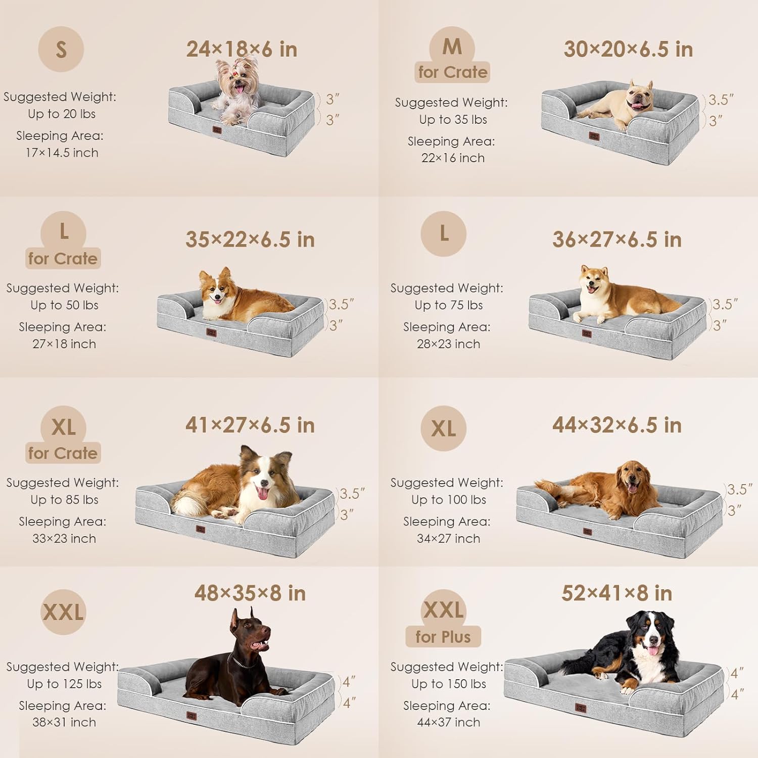 Orthopedic Dog Beds for Extra Large Dogs, Waterproof Memory Foam XXL Pet Bed with Sides, Non-Slip Bottom and Egg-Crate Foam Big Dog Couch Bed with Was